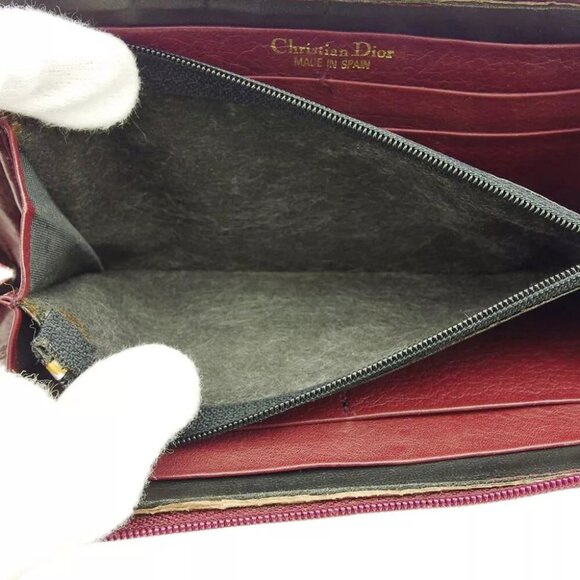 Dior Long Wallet Bordeaux Leather Authentic Used - Picture 7 of 10